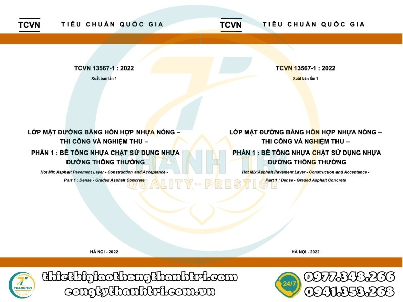 Tải TCVN 13567 2022 PDF Lớp Mặt Đường Bằng Hỗn Hợp Nhựa Nóng