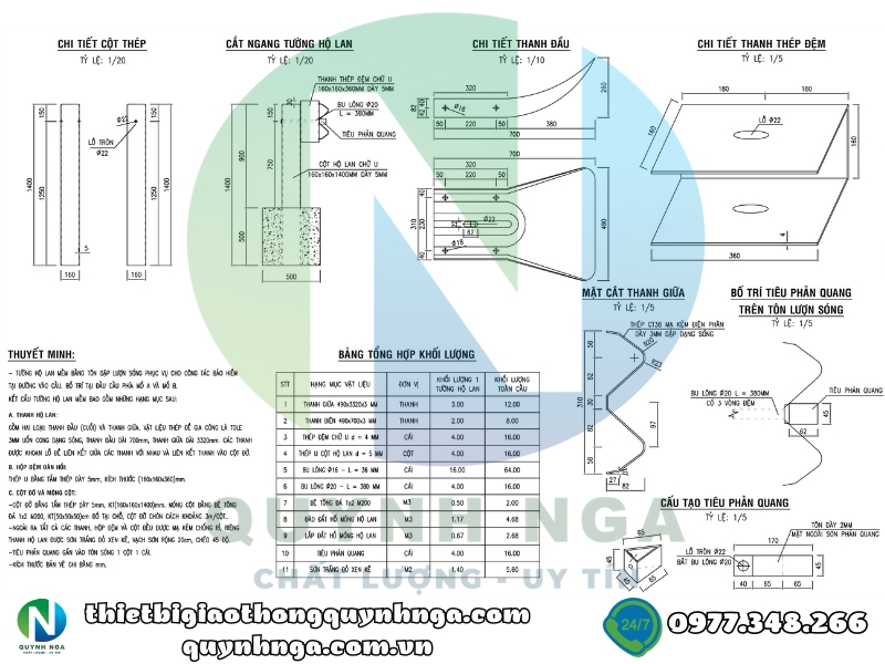 Bản vẽ trụ hộ lan tôn sóng theo tiêu chuẩn