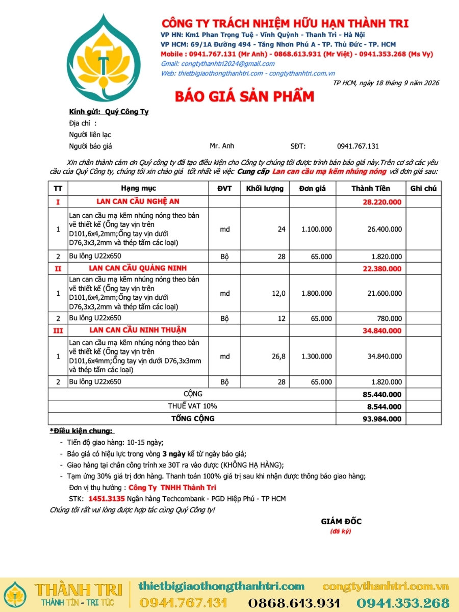 Báo giá lan can cầu các loại thông dụng cho khách hàng Báo giá lan can cầu các loại thông dụng cho khách hàng