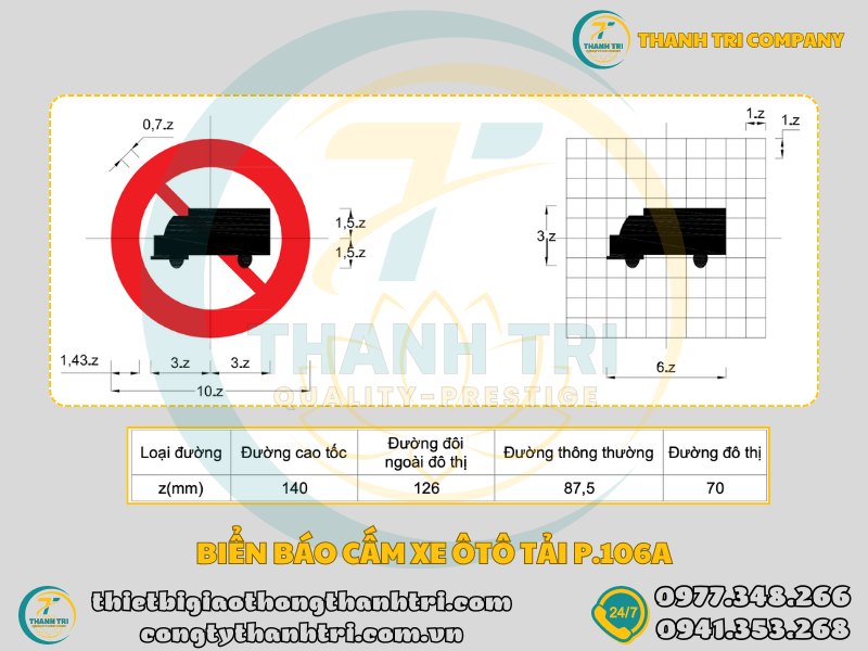 Biển báo cấm ô tô tải P.106