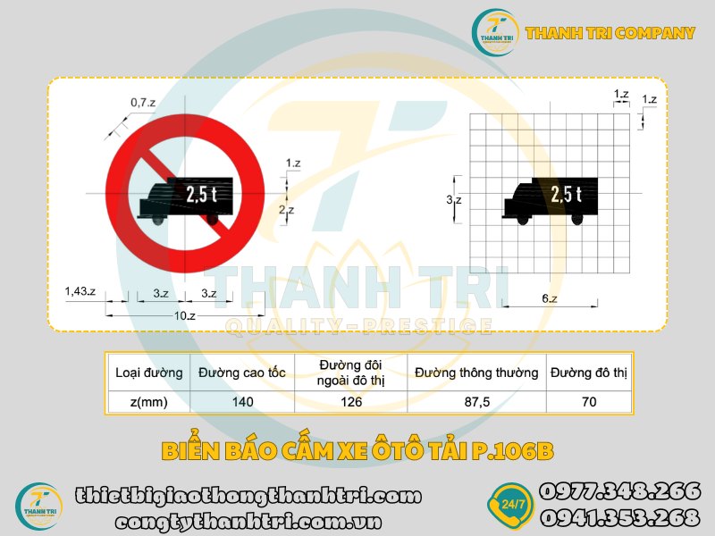 Biển báo cấm ô tô tải P.106