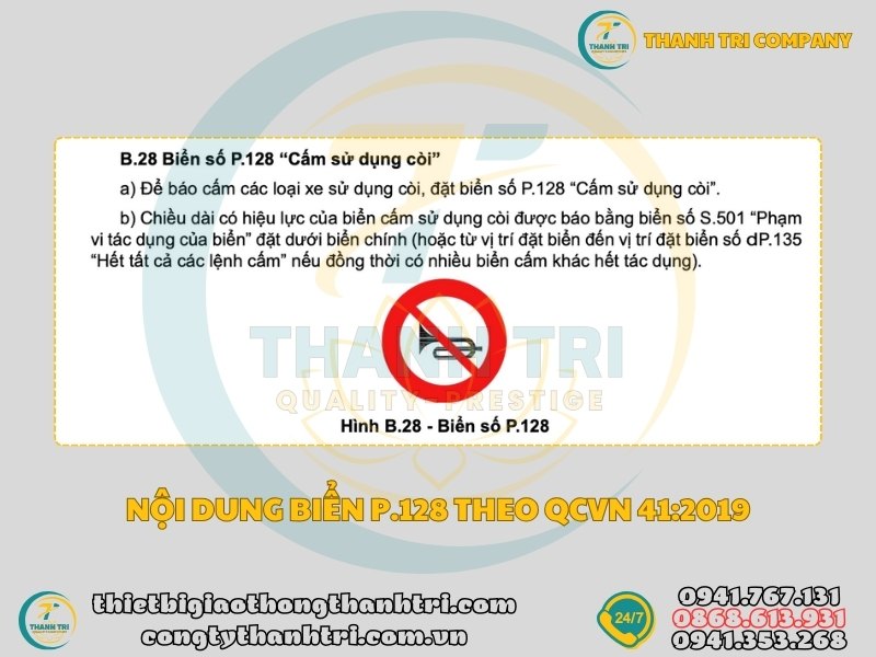 Biển báo cấm sử dụng còi P.128