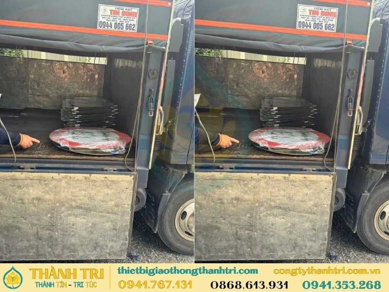 Xe vận chuyển biển báo giao thông đến công trình cho nhà thầu Xe vận chuyển biển báo giao thông đến công trình cho nhà thầu