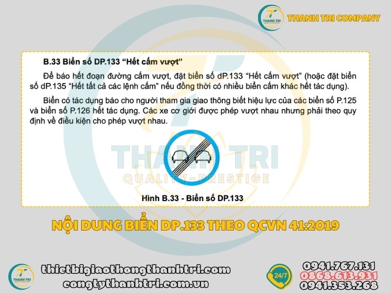 Biển báo hết cấm vượt DP.133