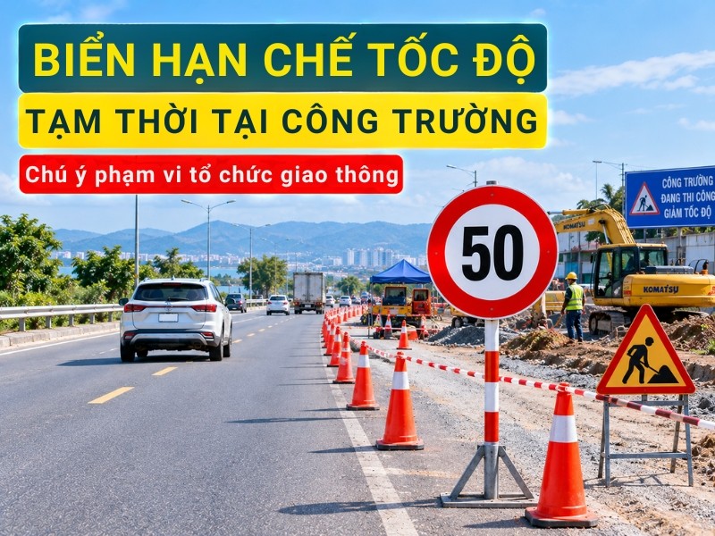 Biển hạn chế tốc độ tạm thời tại công trường