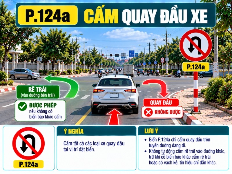 Biển P124a cấm quay đầu xe