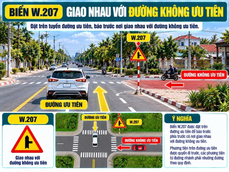 Biển W207 giao nhau với đường không ưu tiên