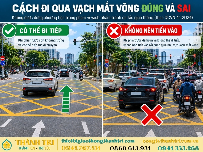 Cách đi qua vạch mắt võng đúng và sai