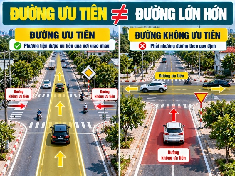 Đường ưu tiên không phải đường lớn hơn