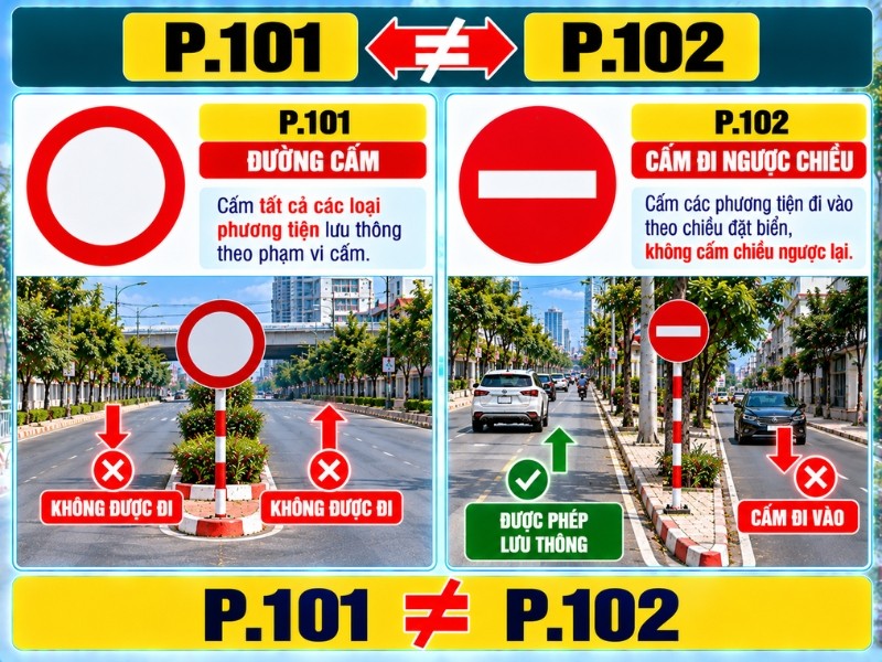 Phân biệt biển P101 và P102
