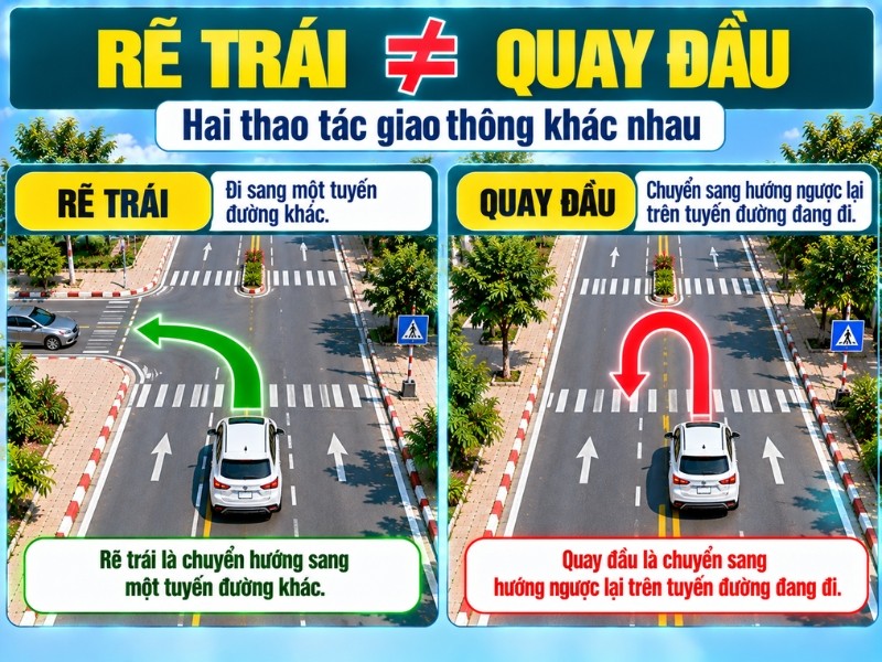 Phân biệt rẽ trái và quay đầu