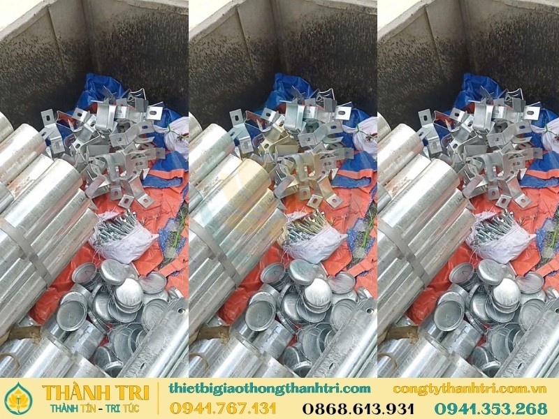 Xe vận chuyển trụ hộ lan, nắp trụ, đai bắt trụ và bulong các loại