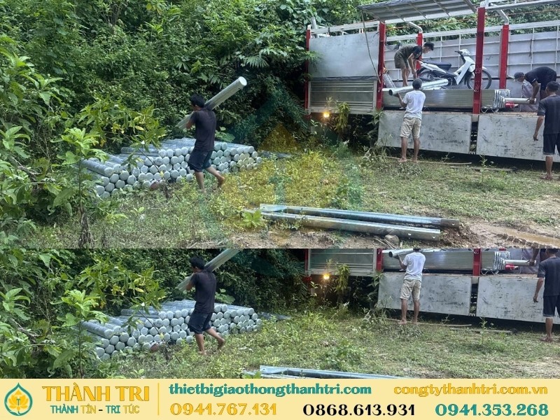 Vận chuyển giao tấm sóng và trụ hộ lan các loại cho khách hàng tại vùng núi Nghệ An