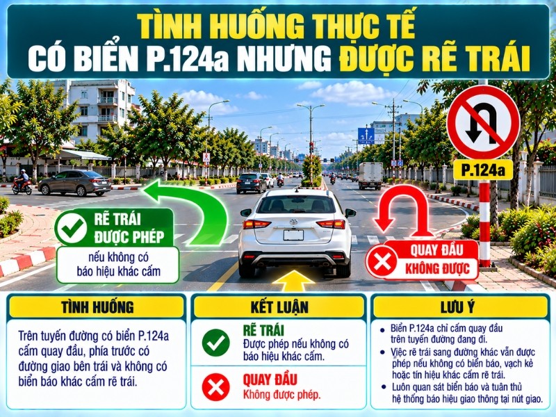 Tình huống biển P124a nhưng được rẽ trái