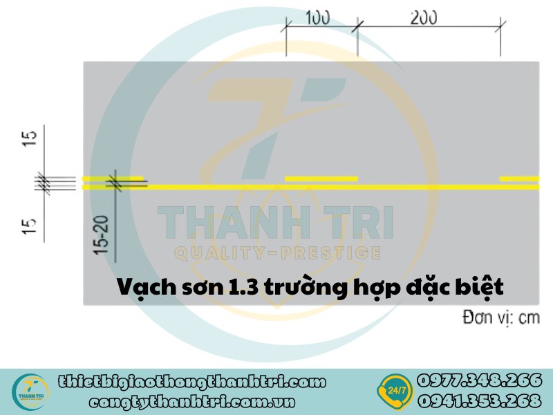 Vạch kẻ tim đường vạch 1.3 vạch đôi nét liền màu vàng