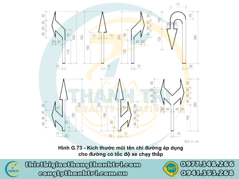 Vạch mũi tên chỉ hướng trên mặt đường vạch 9.3