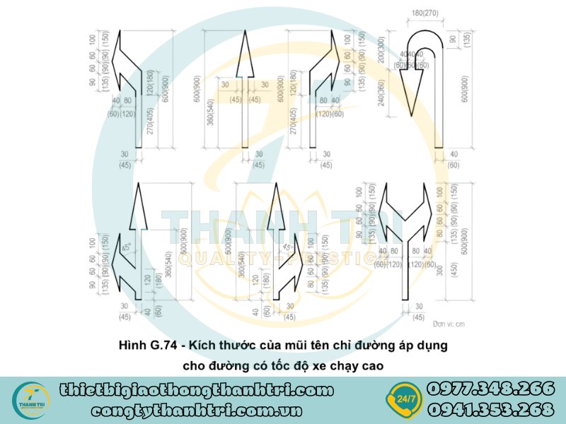 Vạch mũi tên chỉ hướng trên mặt đường vạch 9.3