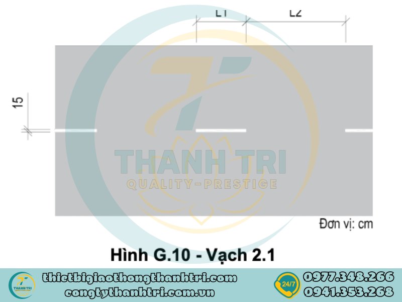 Vạch phân chia các làn xe chạy cùng chiều vạch 2.1 vạch đơn nét đứt