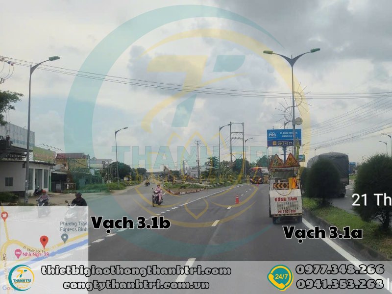 Vạch sơn kẻ đường mép đường xe chạy vạch 3.1