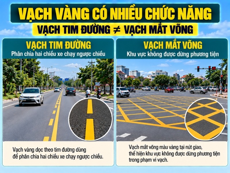 Vạch vàng tim đường và vạch mắt võng Vạch vàng tim đường và vạch mắt võng