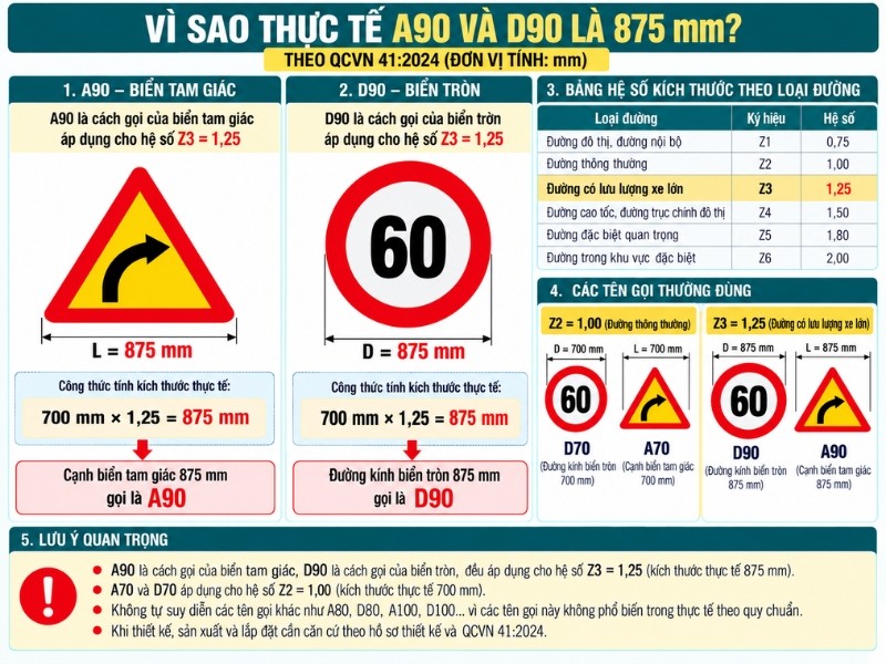Vì sao tên gọi A90 hoặc D90 nhưng thực thế là 875mm Vì sao tên gọi A90 hoặc D90 nhưng thực thế là 875mm